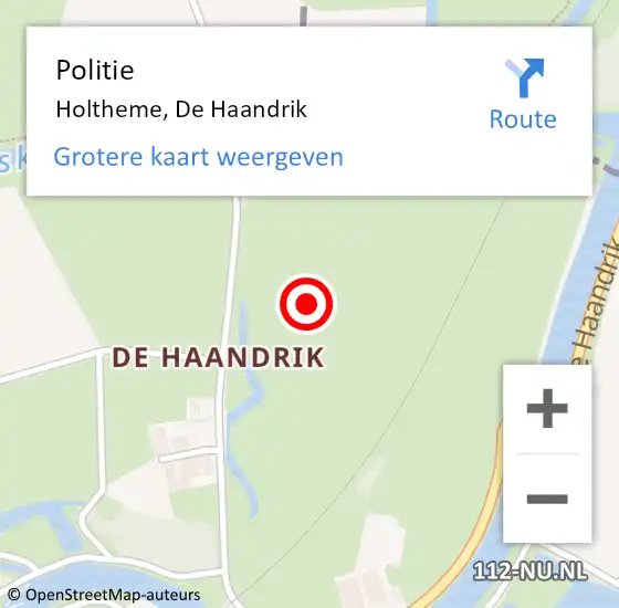 Locatie op kaart van de 112 melding: Politie Holtheme, De Haandrik op 23 december 2021 21:27