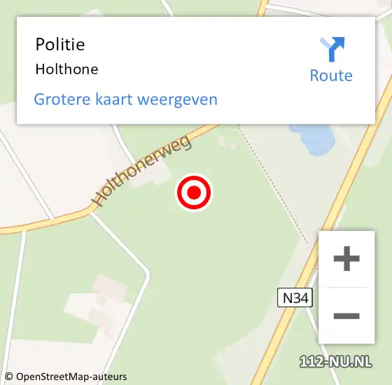 Locatie op kaart van de 112 melding: Politie Holthone op 23 december 2021 22:37