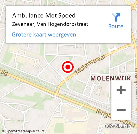 Locatie op kaart van de 112 melding: Ambulance Met Spoed Naar Zevenaar, Van Hogendorpstraat op 24 december 2021 04:29