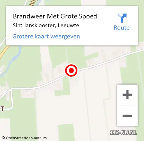 Locatie op kaart van de 112 melding: Brandweer Met Grote Spoed Naar Sint Jansklooster, Leeuwte op 24 december 2021 07:22