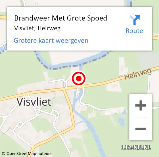 Locatie op kaart van de 112 melding: Brandweer Met Grote Spoed Naar Visvliet, Heirweg op 24 december 2021 12:30