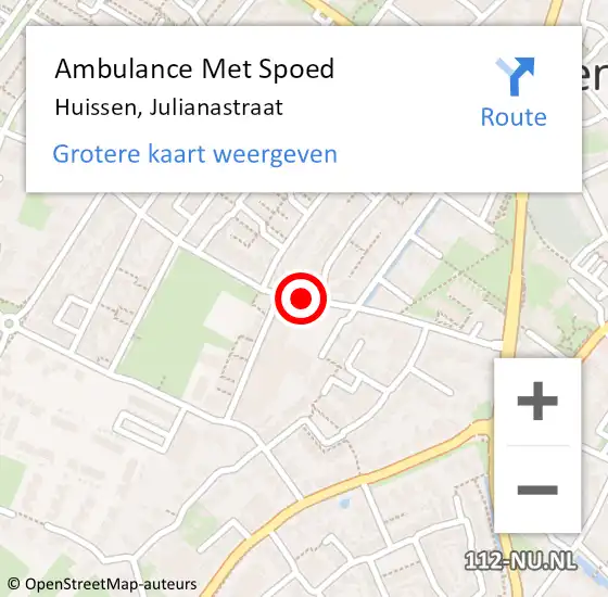 Locatie op kaart van de 112 melding: Ambulance Met Spoed Naar Huissen, Julianastraat op 24 december 2021 13:18