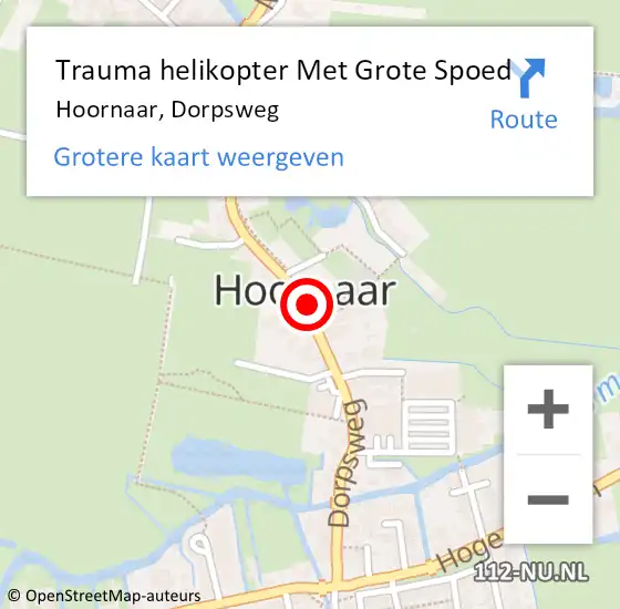 Locatie op kaart van de 112 melding: Trauma helikopter Met Grote Spoed Naar Hoornaar, Dorpsweg op 24 december 2021 14:18