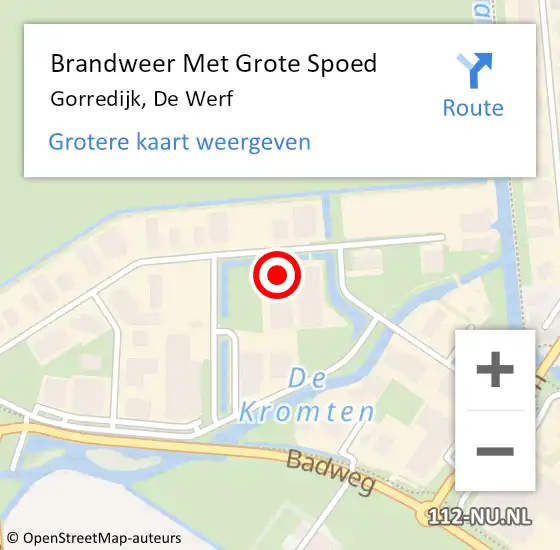 Locatie op kaart van de 112 melding: Brandweer Met Grote Spoed Naar Gorredijk, De Werf op 24 december 2021 14:25