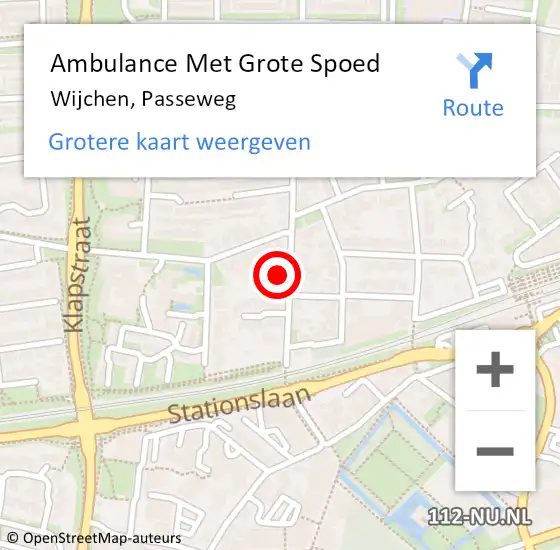 Locatie op kaart van de 112 melding: Ambulance Met Grote Spoed Naar Wijchen, Passeweg op 24 december 2021 14:37