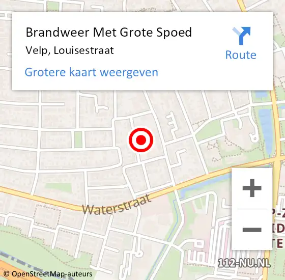 Locatie op kaart van de 112 melding: Brandweer Met Grote Spoed Naar Velp, Louisestraat op 24 december 2021 15:17