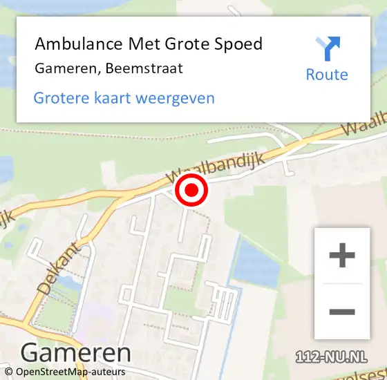 Locatie op kaart van de 112 melding: Ambulance Met Grote Spoed Naar Gameren, Beemstraat op 24 december 2021 23:52