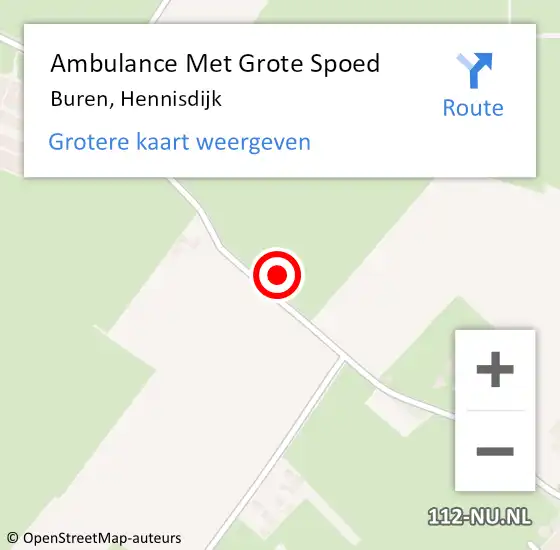 Locatie op kaart van de 112 melding: Ambulance Met Grote Spoed Naar Buren, Hennisdijk op 25 december 2021 00:23