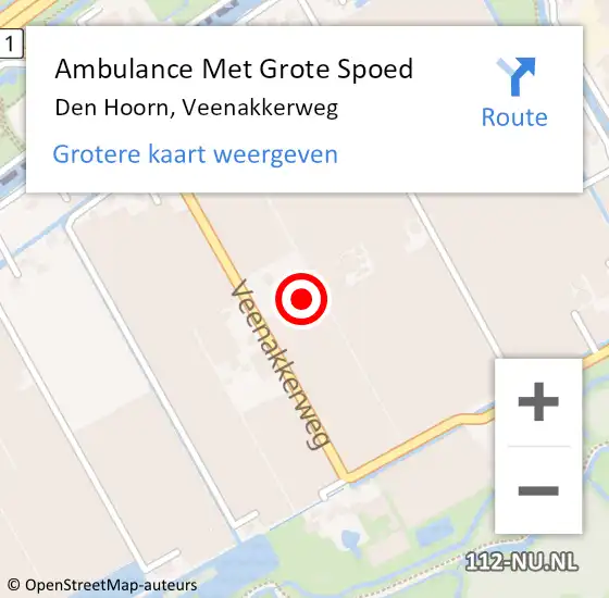 Locatie op kaart van de 112 melding: Ambulance Met Grote Spoed Naar Den Hoorn, Veenakkerweg op 25 december 2021 01:33