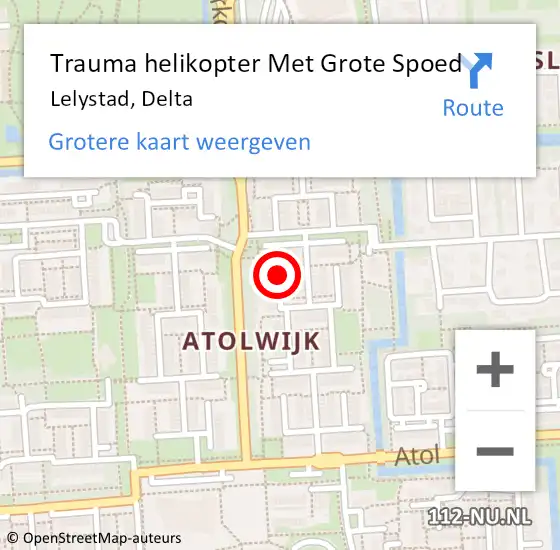 Locatie op kaart van de 112 melding: Trauma helikopter Met Grote Spoed Naar Lelystad, Delta op 25 december 2021 02:06