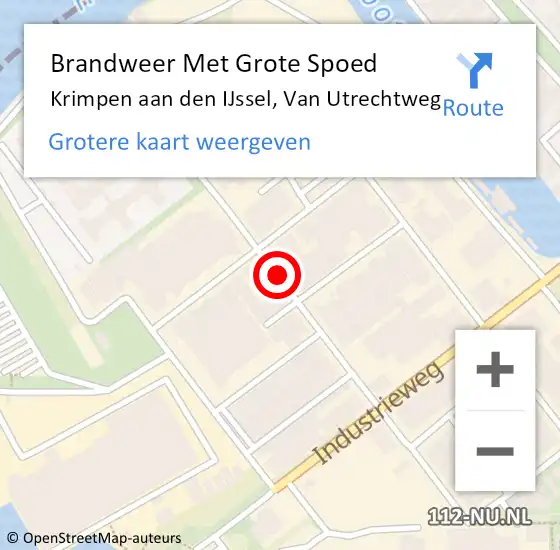 Locatie op kaart van de 112 melding: Brandweer Met Grote Spoed Naar Krimpen aan den IJssel, Van Utrechtweg op 25 december 2021 12:01