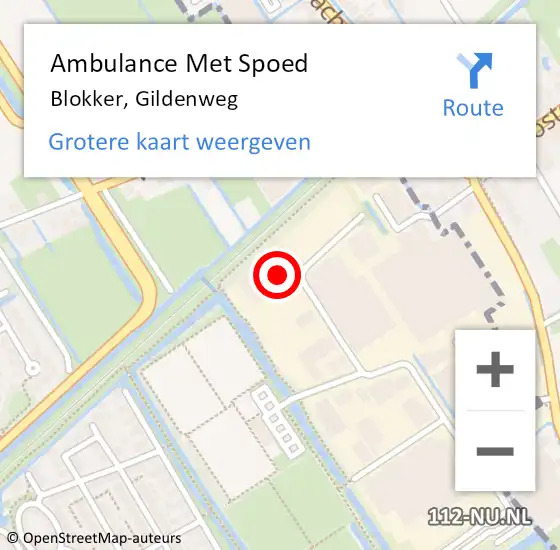 Locatie op kaart van de 112 melding: Ambulance Met Spoed Naar Blokker, Gildenweg op 3 juli 2014 10:59