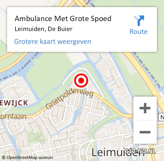 Locatie op kaart van de 112 melding: Ambulance Met Grote Spoed Naar Leimuiden, De Buier op 25 december 2021 14:54