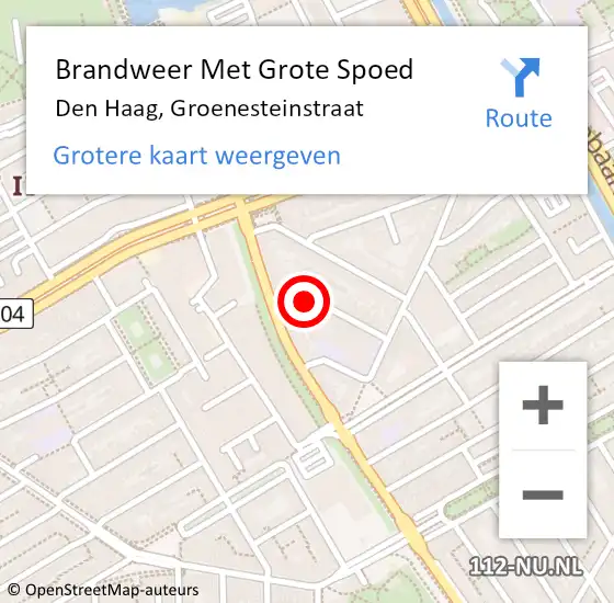 Locatie op kaart van de 112 melding: Brandweer Met Grote Spoed Naar Den Haag, Groenesteinstraat op 25 december 2021 16:48
