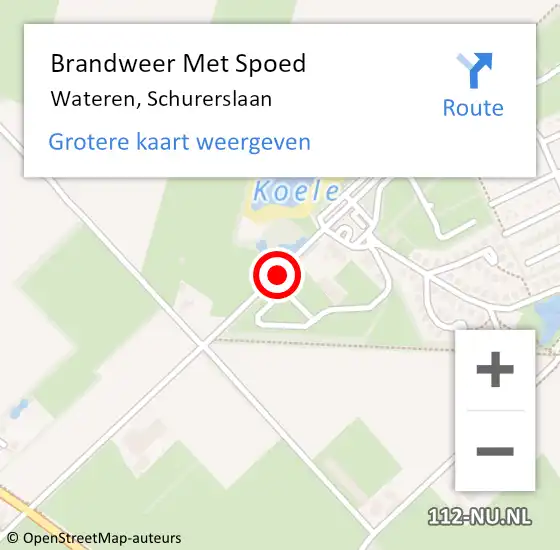 Locatie op kaart van de 112 melding: Brandweer Met Spoed Naar Wateren, Schurerslaan op 25 december 2021 20:05