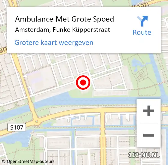 Locatie op kaart van de 112 melding: Ambulance Met Grote Spoed Naar Amsterdam, Funke Küpperstraat op 25 december 2021 23:52