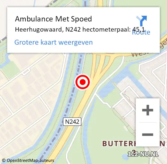 Locatie op kaart van de 112 melding: Ambulance Met Spoed Naar Heerhugowaard, N242 hectometerpaal: 45,1 op 26 december 2021 04:51