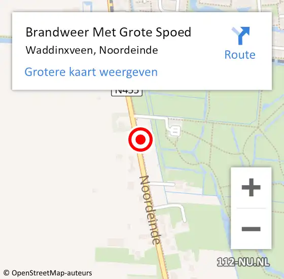Locatie op kaart van de 112 melding: Brandweer Met Grote Spoed Naar Waddinxveen, Noordeinde op 26 december 2021 06:07
