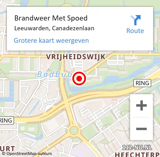 Locatie op kaart van de 112 melding: Brandweer Met Spoed Naar Leeuwarden, Canadezenlaan op 26 december 2021 12:06