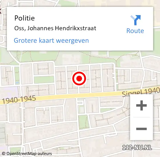 Locatie op kaart van de 112 melding: Politie Oss, Johannes Hendrikxstraat op 26 december 2021 12:45
