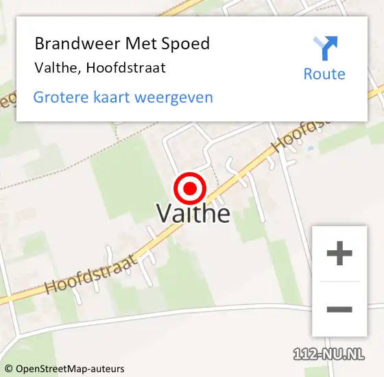 Locatie op kaart van de 112 melding: Brandweer Met Spoed Naar Valthe, Hoofdstraat op 26 december 2021 14:04