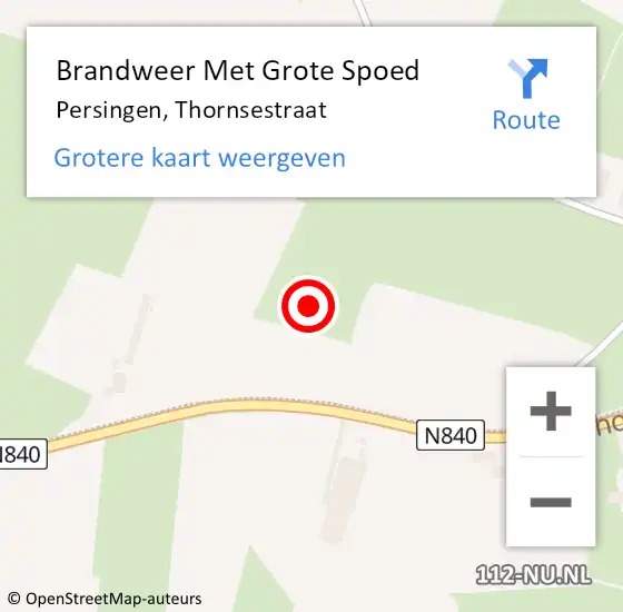 Locatie op kaart van de 112 melding: Brandweer Met Grote Spoed Naar Persingen, Thornsestraat op 26 december 2021 14:38