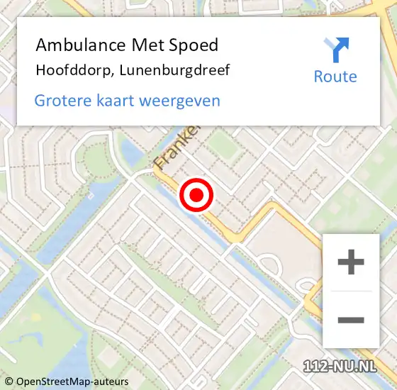 Locatie op kaart van de 112 melding: Ambulance Met Spoed Naar Hoofddorp, Lunenburgdreef op 26 december 2021 21:39