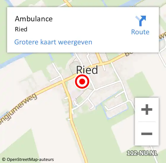 Locatie op kaart van de 112 melding: Ambulance Ried op 27 december 2021 05:00