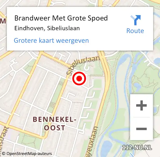 Locatie op kaart van de 112 melding: Brandweer Met Grote Spoed Naar Eindhoven, Sibeliuslaan op 27 december 2021 06:57