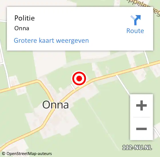 Locatie op kaart van de 112 melding: Politie Onna op 27 december 2021 07:06