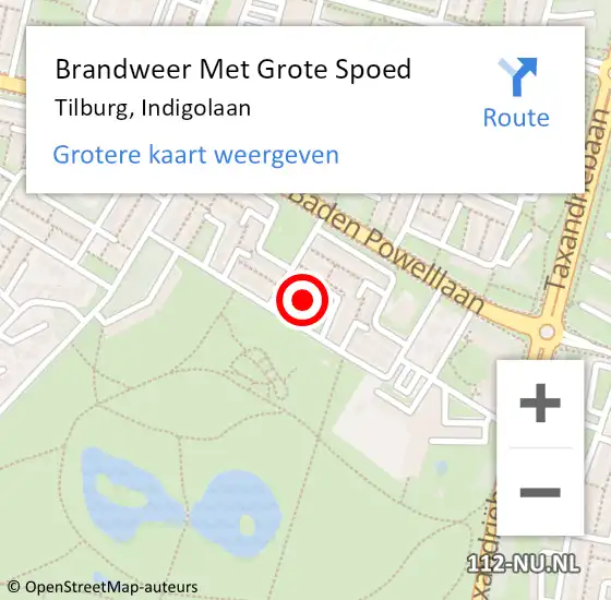Locatie op kaart van de 112 melding: Brandweer Met Grote Spoed Naar Tilburg, Indigolaan op 27 december 2021 09:57
