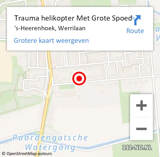 Locatie op kaart van de 112 melding: Trauma helikopter Met Grote Spoed Naar 's-Heerenhoek, Werrilaan op 27 december 2021 10:11