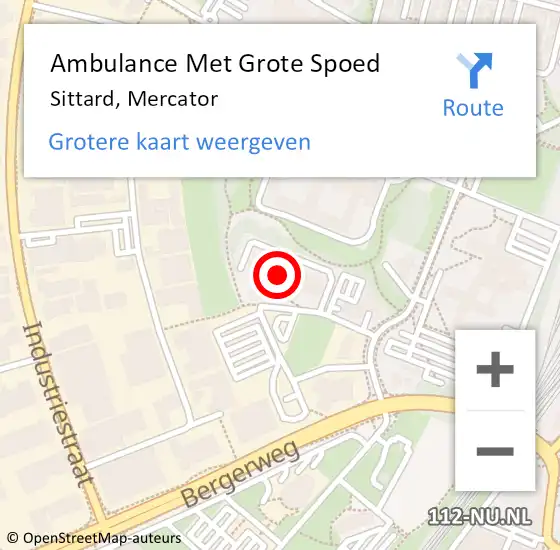 Locatie op kaart van de 112 melding: Ambulance Met Grote Spoed Naar Sittard, Mercator op 3 juli 2014 13:59
