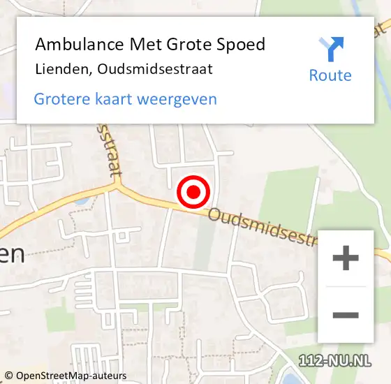 Locatie op kaart van de 112 melding: Ambulance Met Grote Spoed Naar Lienden, Oudsmidsestraat op 27 december 2021 12:40