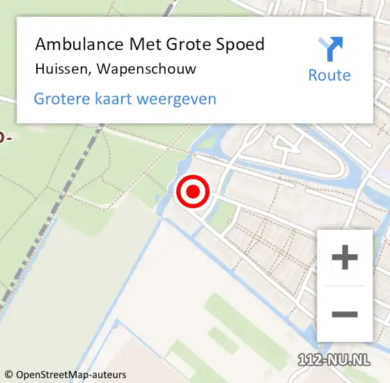 Locatie op kaart van de 112 melding: Ambulance Met Grote Spoed Naar Huissen, Wapenschouw op 27 december 2021 14:04