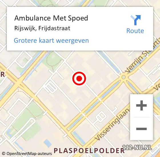 Locatie op kaart van de 112 melding: Ambulance Met Spoed Naar Rijswijk, Frijdastraat op 27 december 2021 15:21