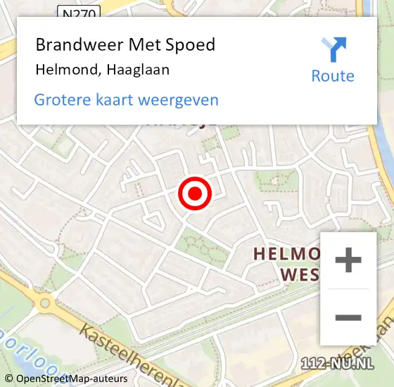 Locatie op kaart van de 112 melding: Brandweer Met Spoed Naar Helmond, Haaglaan op 27 december 2021 17:29