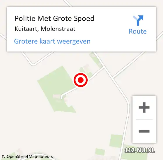 Locatie op kaart van de 112 melding: Politie Met Grote Spoed Naar Kuitaart, Molenstraat op 27 december 2021 18:09