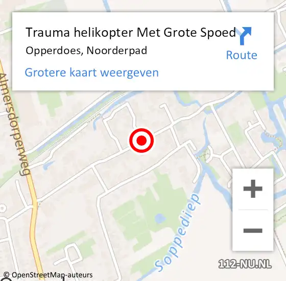 Locatie op kaart van de 112 melding: Trauma helikopter Met Grote Spoed Naar Opperdoes, Noorderpad op 27 december 2021 18:39