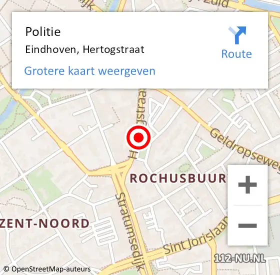 Locatie op kaart van de 112 melding: Politie Eindhoven, Hertogstraat op 28 december 2021 00:37