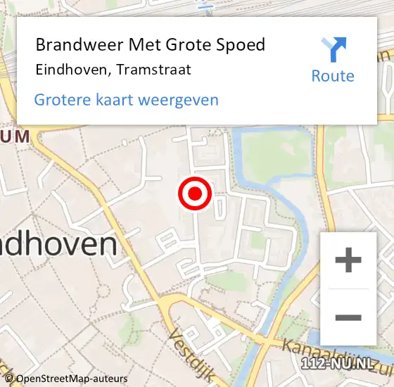 Locatie op kaart van de 112 melding: Brandweer Met Grote Spoed Naar Eindhoven, Tramstraat op 28 december 2021 11:38