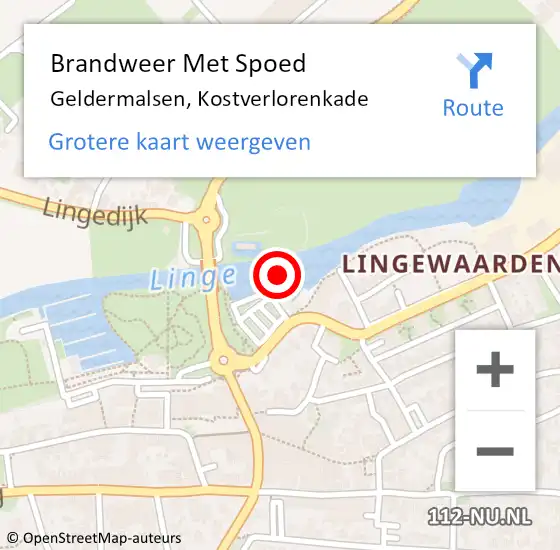 Locatie op kaart van de 112 melding: Brandweer Met Spoed Naar Geldermalsen, Kostverlorenkade op 28 december 2021 13:28