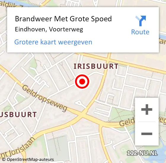 Locatie op kaart van de 112 melding: Brandweer Met Grote Spoed Naar Eindhoven, Voorterweg op 28 december 2021 13:59