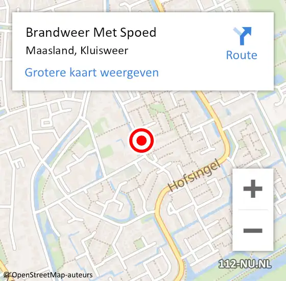 Locatie op kaart van de 112 melding: Brandweer Met Spoed Naar Maasland, Kluisweer op 28 december 2021 14:44