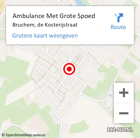 Locatie op kaart van de 112 melding: Ambulance Met Grote Spoed Naar Bruchem, de Kosterijstraat op 28 december 2021 21:44