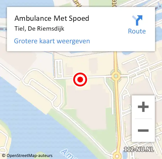 Locatie op kaart van de 112 melding: Ambulance Met Spoed Naar Tiel, De Riemsdijk op 29 december 2021 08:53