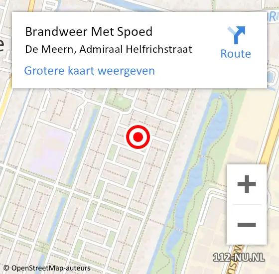 Locatie op kaart van de 112 melding: Brandweer Met Spoed Naar De Meern, Admiraal Helfrichstraat op 29 december 2021 12:55