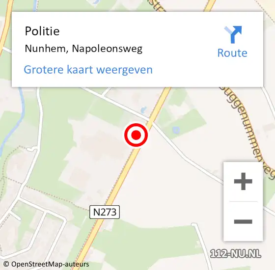 Locatie op kaart van de 112 melding: Politie Nunhem, Napoleonsweg op 29 december 2021 13:49