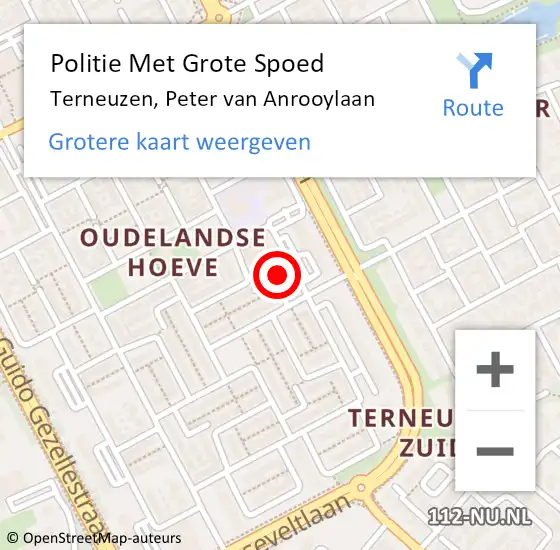 Locatie op kaart van de 112 melding: Politie Met Grote Spoed Naar Terneuzen, Peter van Anrooylaan op 29 december 2021 16:20