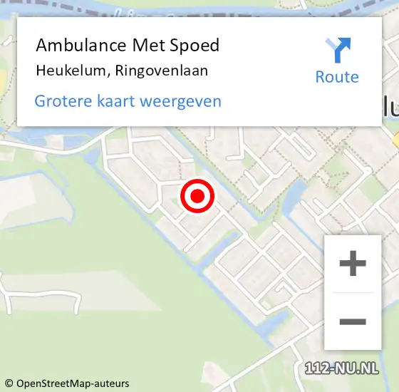 Locatie op kaart van de 112 melding: Ambulance Met Spoed Naar Heukelum, Ringovenlaan op 29 december 2021 16:45